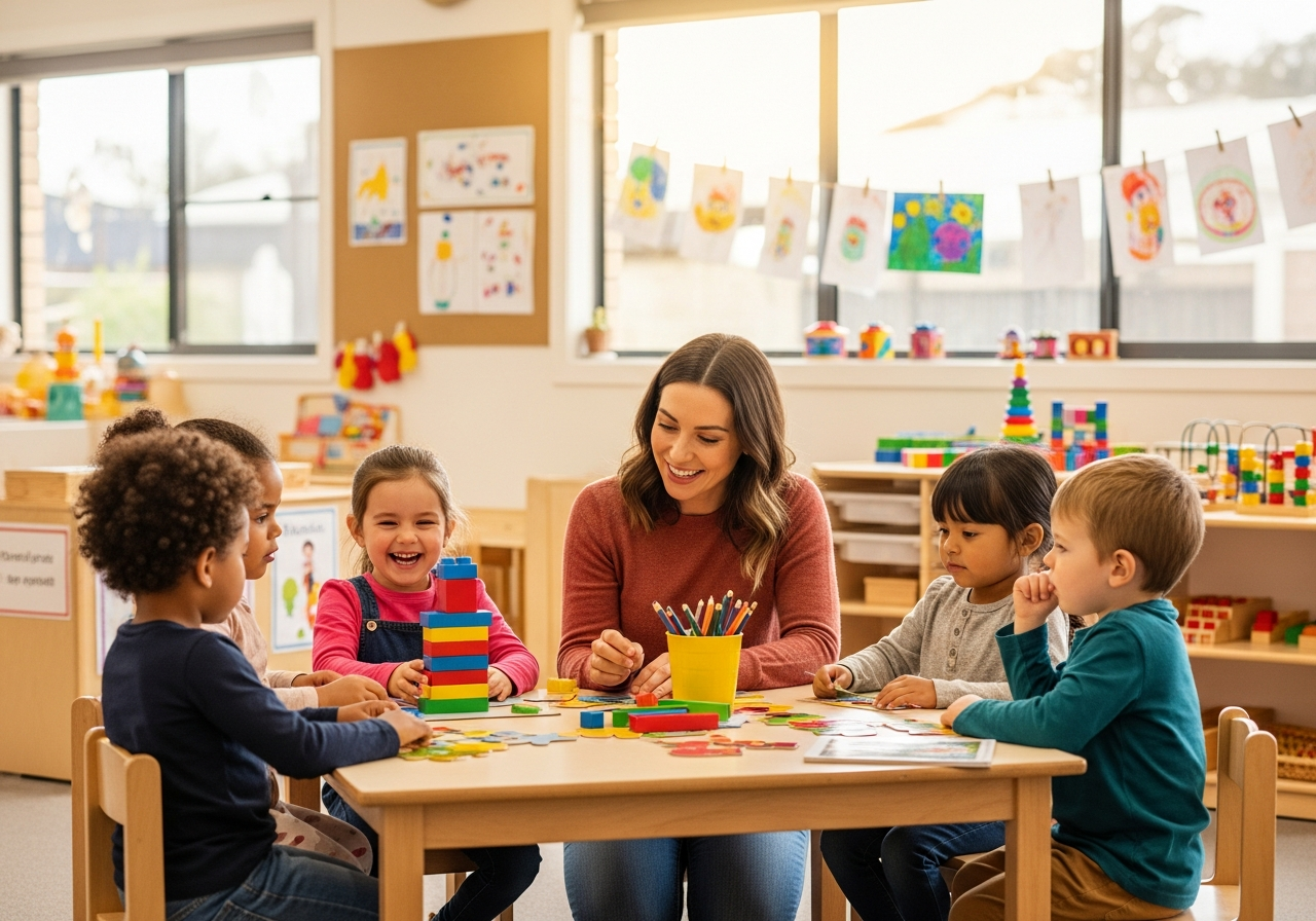 Early childhood educator with children